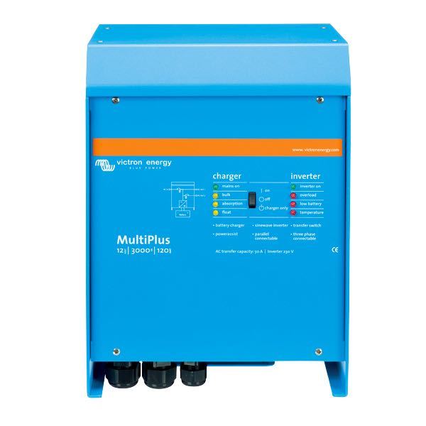 Victron Multiplus inverter/lader set forfra, kompakt design til bådbrug