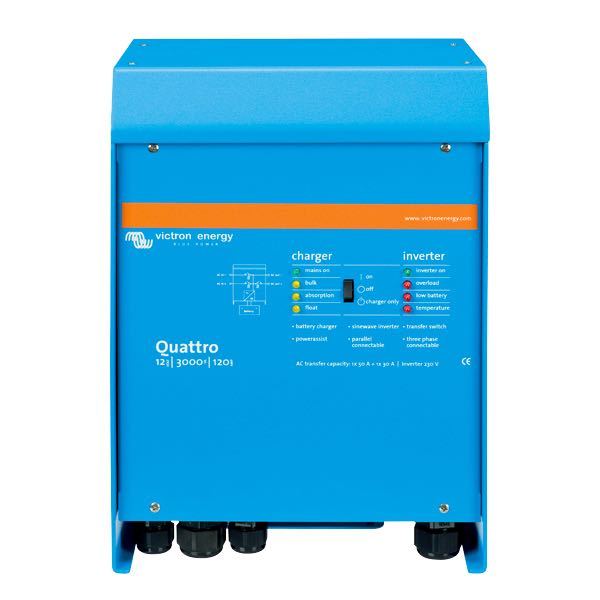 Victron inverter/lader Quattro 24V 2500W set fra siden