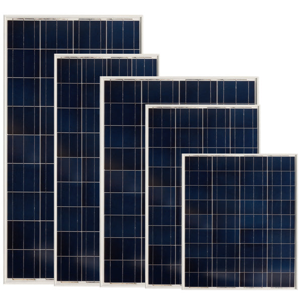 Victron solpanel på hvid baggrund, profilbillede af 175W model med specifikationer