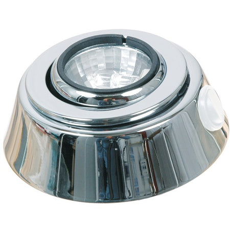 SeaTec loftslampe i krom med 12v10w, monteret i bådens interiør