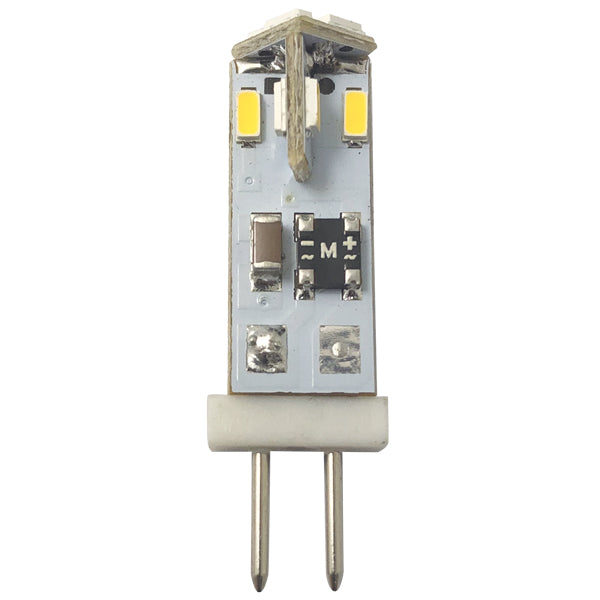 1852 LED G4 stiftpære i størrelse Ø8x22mm, vist fra siden, klar til installation.