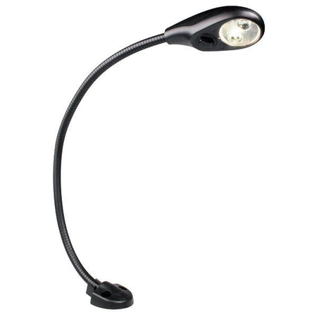 Sidevisning af Hella kortlampe med dæmpbar funktion og tilslutning.