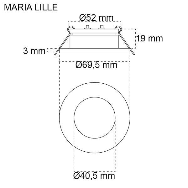 Casolux Maria lampe set ovenfra, indbygget i loftet.
