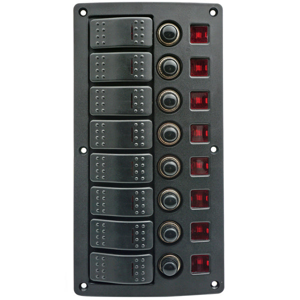 1852 elpanel med automat sikringer og 8 kontakter set forfra