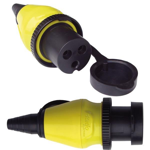 Ratio Hunstik 16Amp 250 V set fra siden med tilslutningspunkter synlige