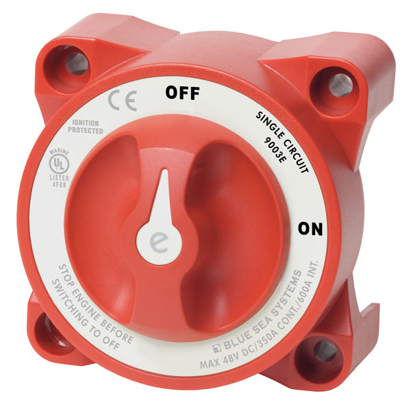 Blue Sea Systems Hovedafbryder E-Serie set forfra med betjeningsknap