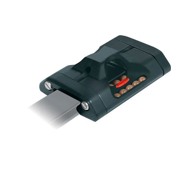 Ronstan Orbit skødevogn serie 22 set forfra med mål 75×58 mm