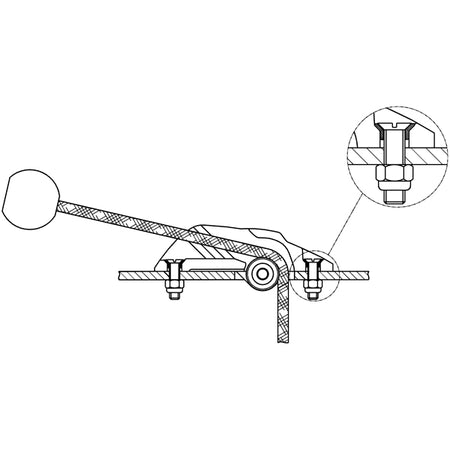 Ronstan V-cleat set fra siden med 4-8 mm linestyring