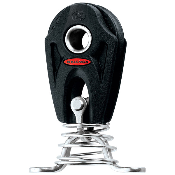 Ronstan Orbit stand up blok serie 30 i stående position, klar til montering på båd.