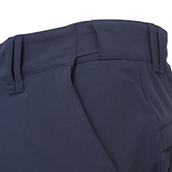 Gill UV Pro bukser i navy, detaljer og stofnærbillede