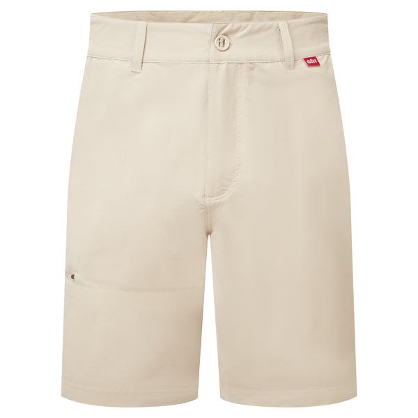 Gill UV021 stretch shorts i khaki, set forfra med bælteløkker.