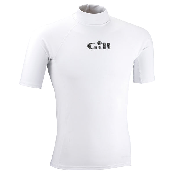 Gill junior rash t-shirt i hvid, set forfra på hvid baggrund