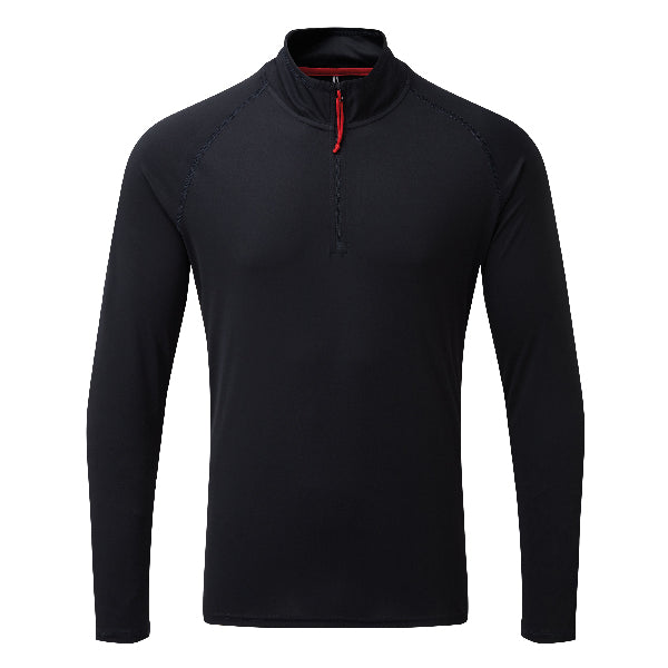 Gill UV009 langærmet t-shirt i grå, set forfra med lynlås