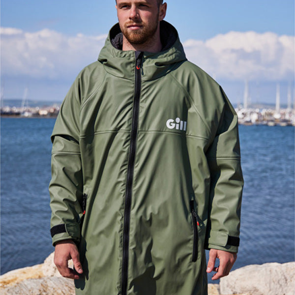 Detalje af Gill Aqua Parka jakke, viser lynlås og sømme.