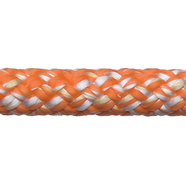Robline Super Dinghy Sheet 7mm i hvid og orange farve, rullet op til 100m.