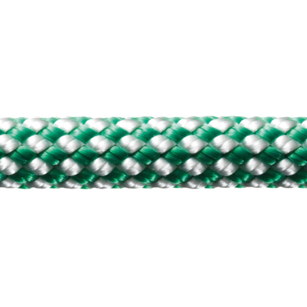 Robline Dinghy Control 3mm i hvid og grøn farve, rullet op i 100 meter længde.