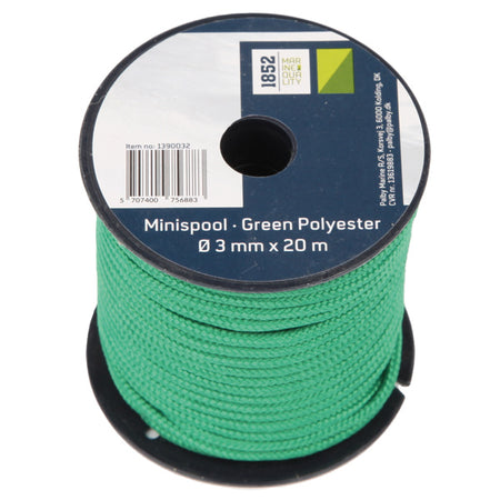 Minirulle i grøn polyester, Ø3mm x 20m, fra 1852
