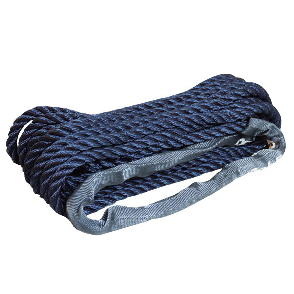 Robline fortøjning øje med webbing, 10 mm tykt sejltov, set forfra