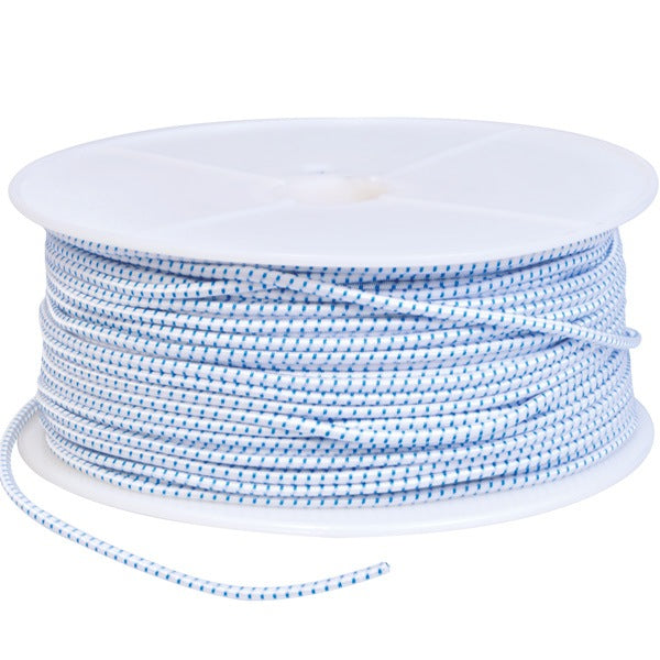 SeaTec elastiksnor i hvid og sort farve, 6 mm tykkelse, 100 m rulle.