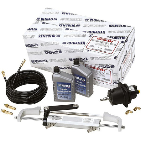 Ultraflex hydraulisk styringspakke monteret på båd.