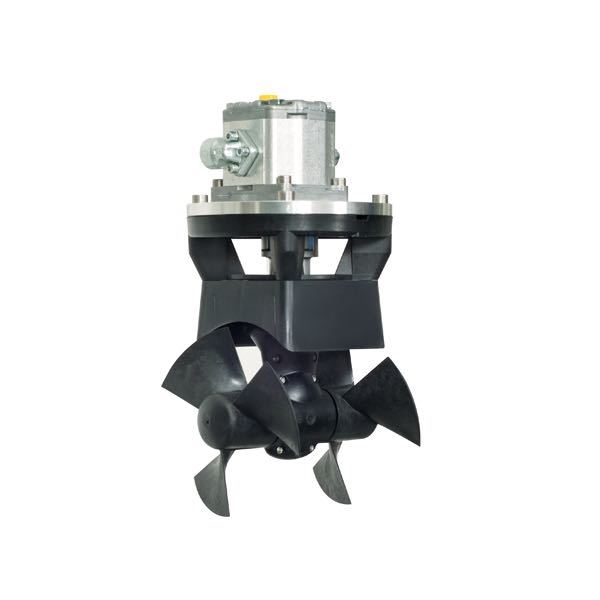 Max Power Bovpropel 125 hydraulisk, set fra siden, monteret på båd