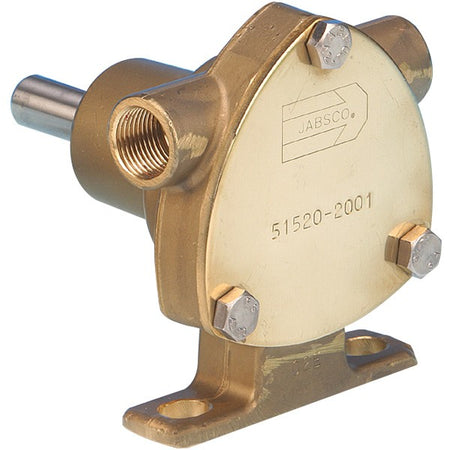 Jabsco impeller pumpe set fra siden, kompakt design og dimensioner.