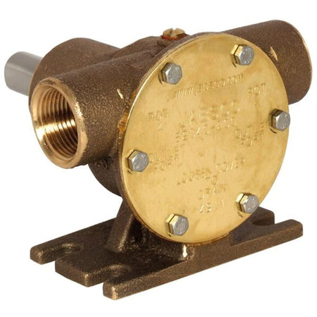 Jabsco impeller pumpe set fra siden, med dimensioner vist.