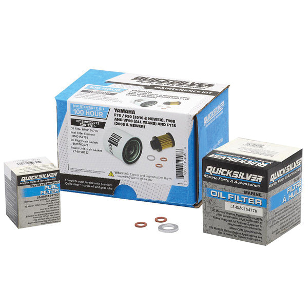 Quicksilver 100T service kit til Yamaha F75/F90/F115, pakket i original emballage.