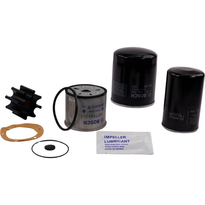 SeaTec Volvo servicekit til D40 og D41 motorer præsenteret på hvid baggrund