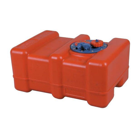 SeaTec brændstoftank i plast, set fra siden med mål og design.