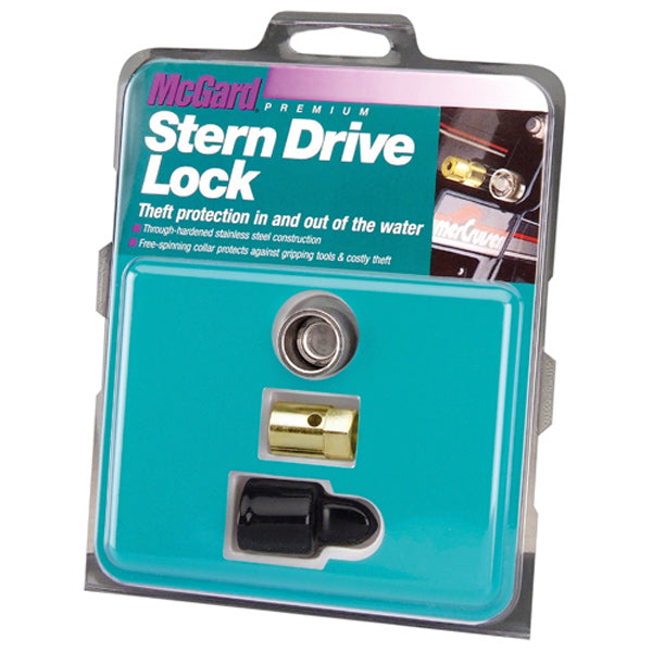 McGard motorlås til stern drive, set forfra med detaljerat design
