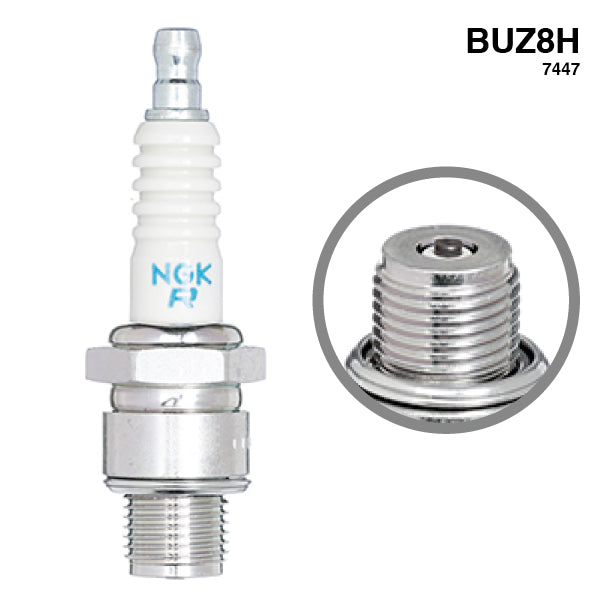 NGK tændrør Buz8h 7447 set fra siden med detaljeret design.