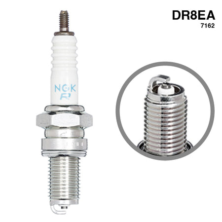 NGK tændrør dr8ea 7162 set fra siden med detaljeret design.