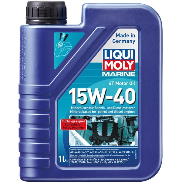 Liqui Moly marine 4T motor olie i en stor 205 liters tønde.