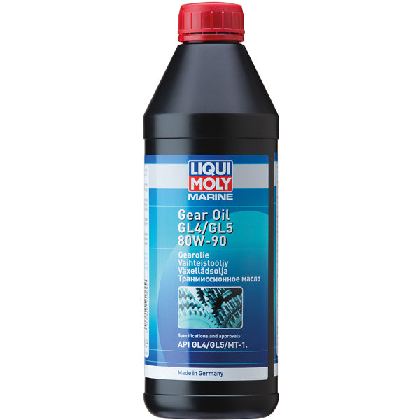 Liqui Moly marine gearolie GL4/GL5 80w-90 i 1 liters flaske set fra siden