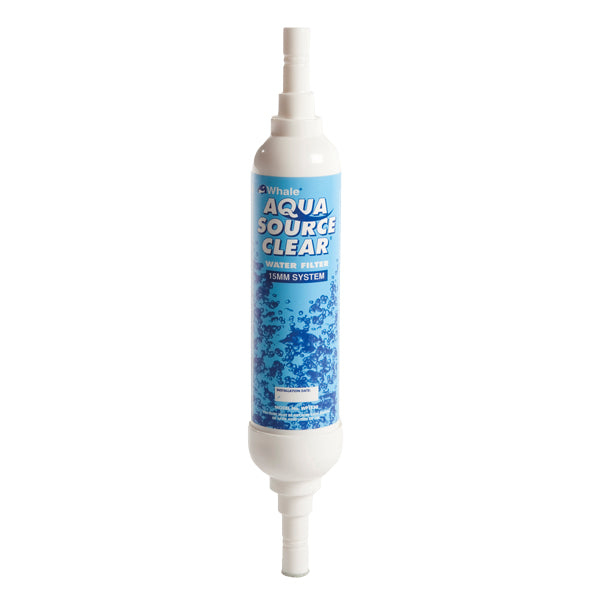 Whale Aquasource ferskvandsfilter system 15 mm, set forfra med blå detaljer