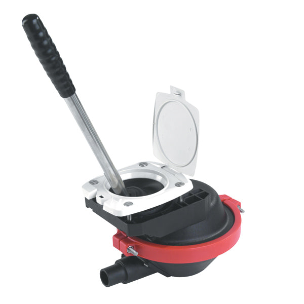 Whale Lænsepumpe Compac 50 set fra siden med klar visning af indløb og udløb.
