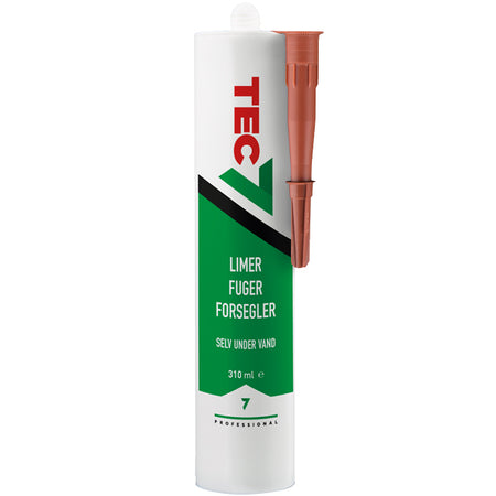 Tec7 fugemasse i terracotta farve, set forfra.