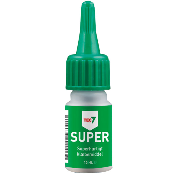 Tec7 Super Lim 10 ml i tydelig transparent beholder, klar til brug.