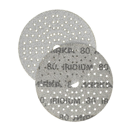 Mirka Iridium slib rondel 150mm i brug på en slibemaskine