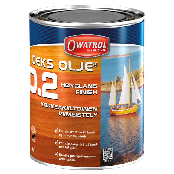Transparant Owatrol Dækolie D2 i 10L dunk, klar til brug.