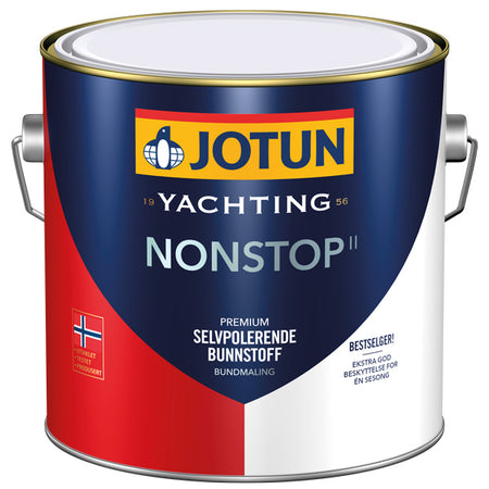 Nærbillede af Jotun Non-stop II med fokus på etiketten og malingskonsistensen.