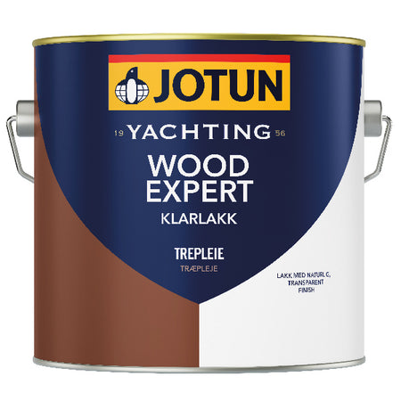 Jotun Wood Expert klar lak i 2,5 liters dåse, præsenteret på hvid baggrund.