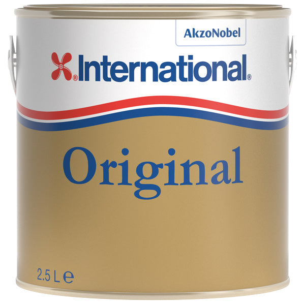 International Original Blank 2.5 L klar lak i produktbeholder, klar og skinnende finish.