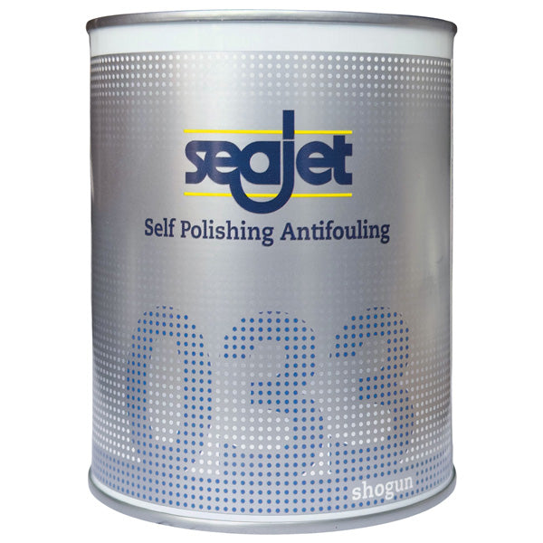 SeaJet 033 bundmaling i 0,75 liter, blå emballage til bådvedligeholdelse.