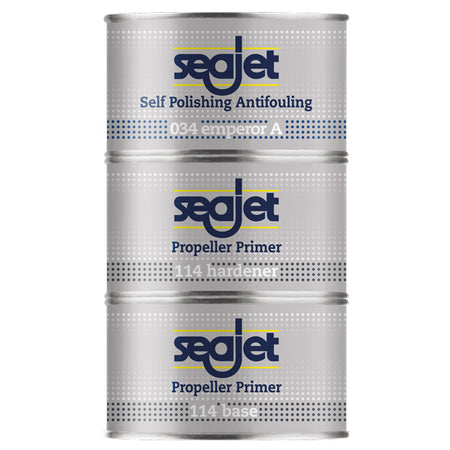 SeaJet, SeaTec, Seajet Triple-pack for propeller 0,5L i hvid farve, præsenteret på hvid baggrund.