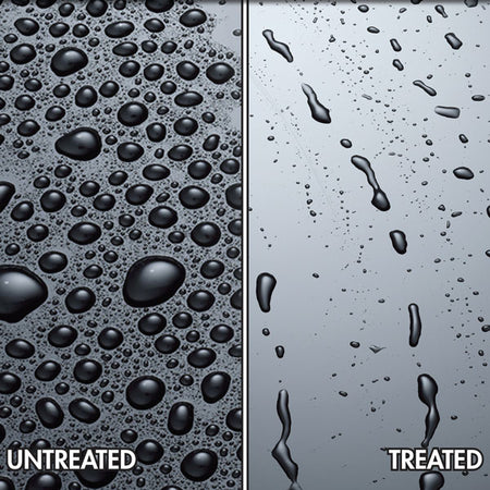 Produktet Star Brite Rain View, set fra siden med spraydunk og anvisninger.