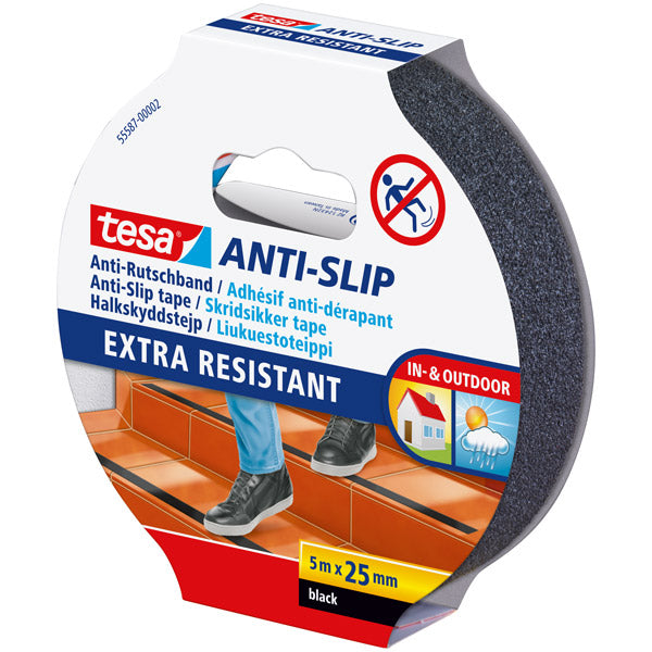 Tesa skrid tape strakt ud, viser tekstur og bredde