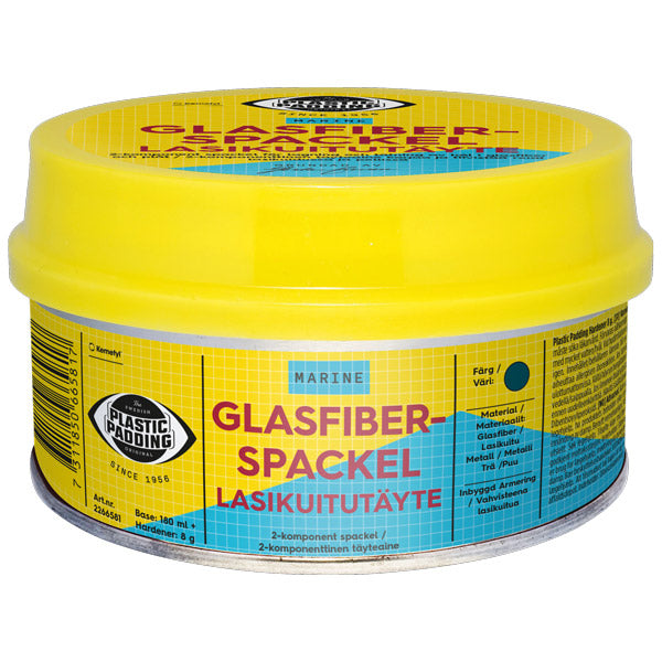 Plastic Padding, Glasfiberspartel i 180 ml tube, klar til reparation af båddele.