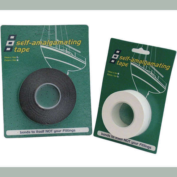 PSP vulkaniserende tape i sort, 19mm x 5m rulle, vist på hvid baggrund